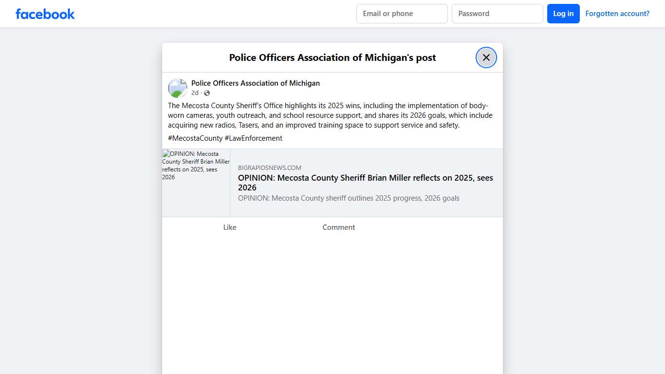 The Mecosta... - Police Officers Association of Michigan Facebook